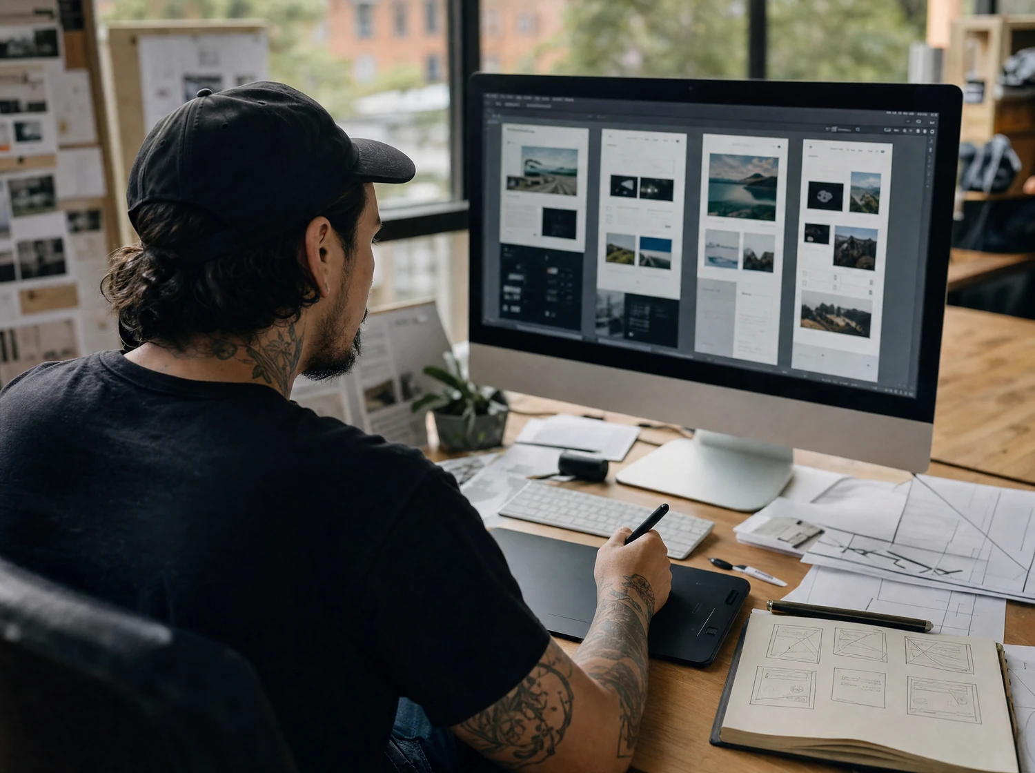 Diseñador trabajando en el diseño de una tienda online